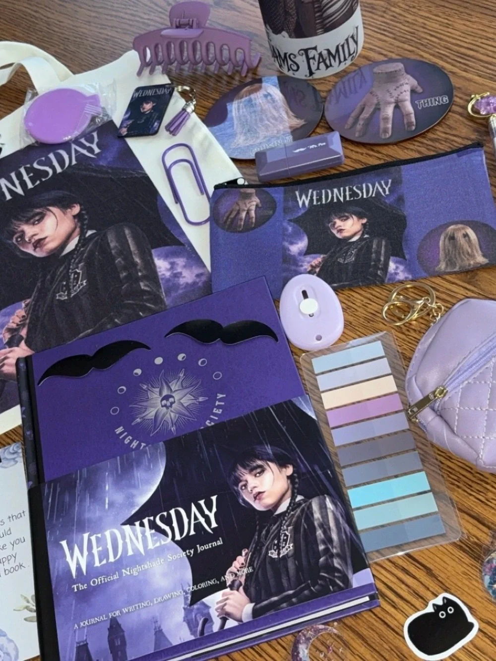 Wednesday Addams Purple Tote & Journal Set blind date with a book bookish journa